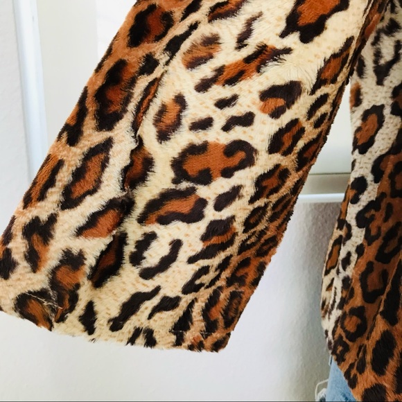Philippe ADEC PARIS Rouge Ligne $545 LEOPARD Print Faux Fur SWING JACKET Size 8 - Picture 3 of 16